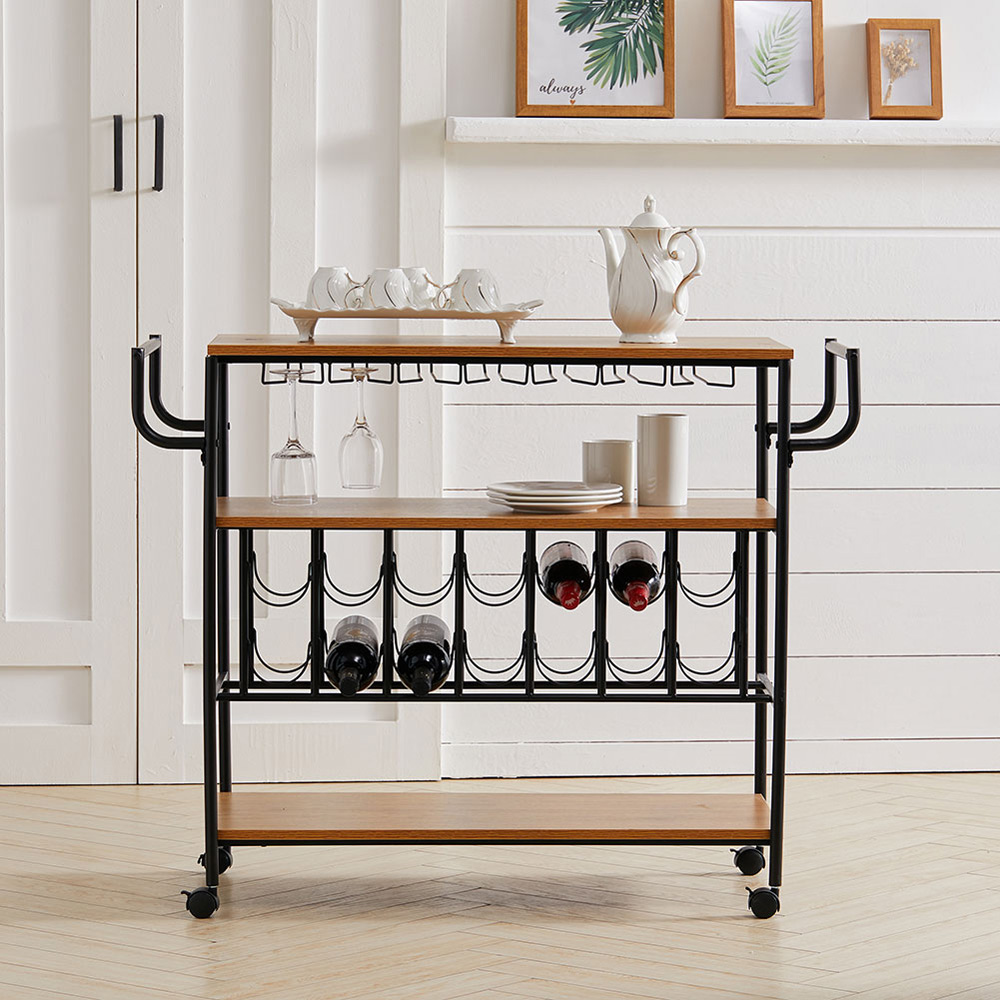 Living and Home 4 Tiers Rolling Serving Bar Cart Image 7