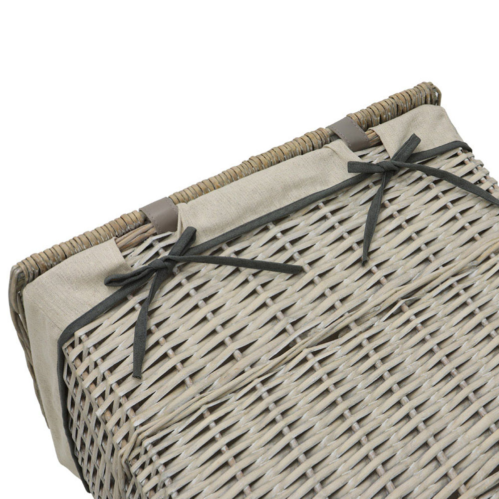 JVL 4 Piece Arianna Grey Rectangular Willow Laundry and Waste Paper Basket Set Image 6