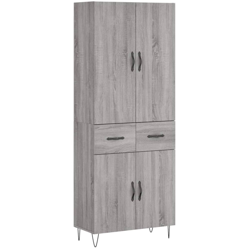 vidaXL 4 Door 2 Drawer Grey Sonoma Highboard Image 2