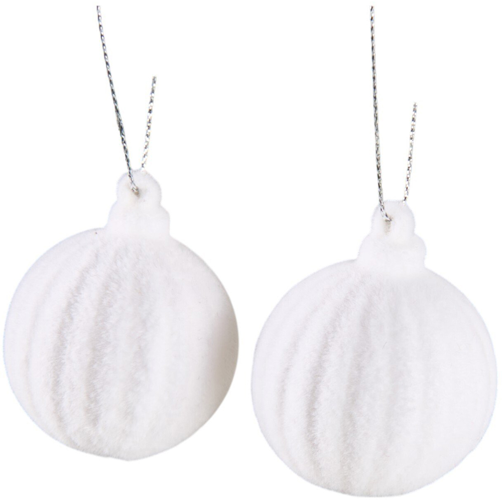 Set of 3 Flocked BaublesWhite Image 1