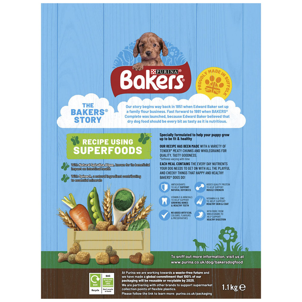 Bakers Puppy Dry Dog Food Chicken and Veg 1.1kg Image 4