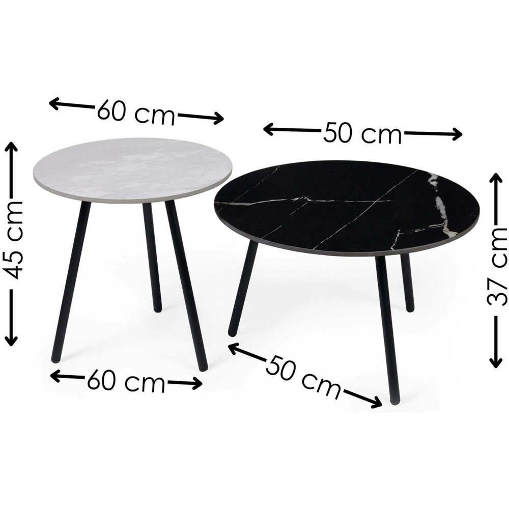 Julian Bowen Casper Grey and Black Marble Effect Sintered Stone Top Side Table Set of 2 Image 9