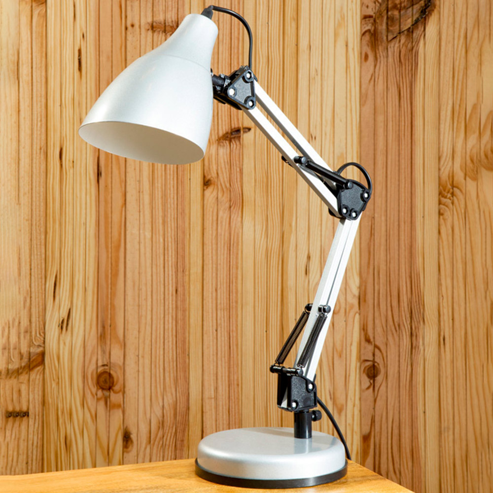 Premier Housewares Finley Silver Desk Lamp Image 2