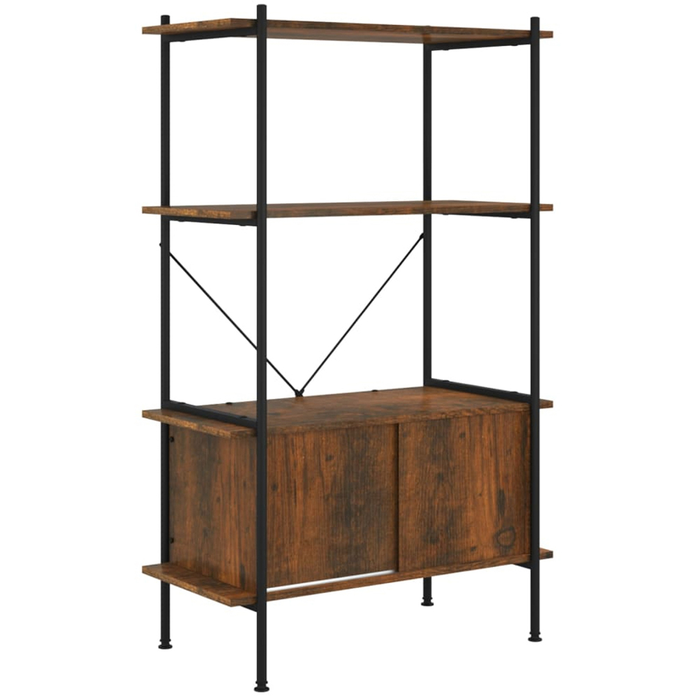 vidaXL 2 Sliding Door 2 Open Shelf Dark Brown Shelving Unit Image 2