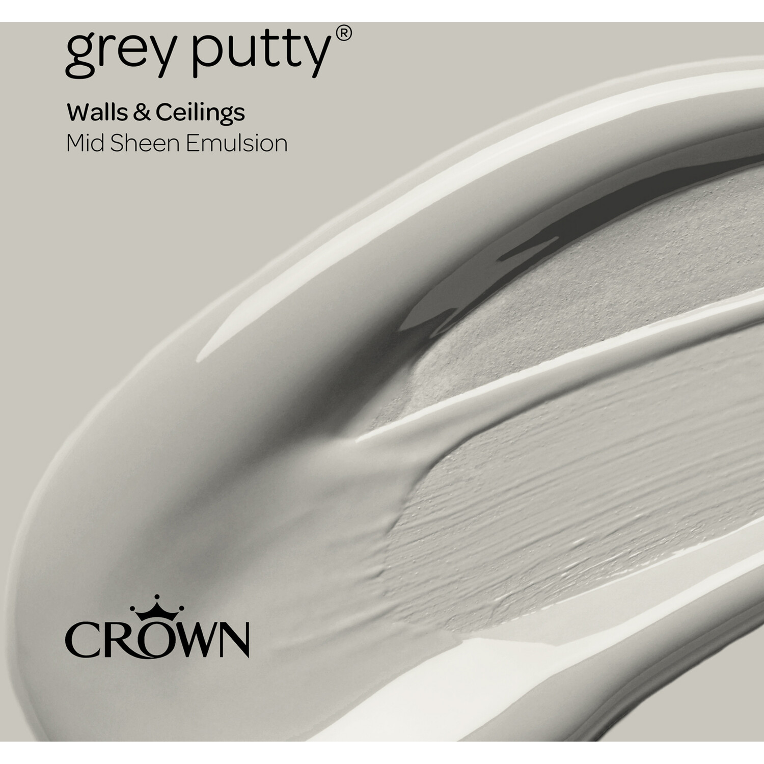 Crown Walls & Ceilings Grey Putty Mid Sheen Emulsion Paint 2.5L Image 4