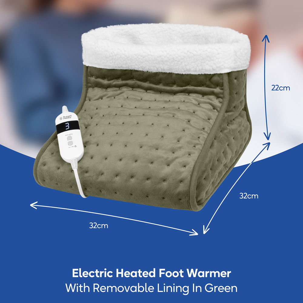 Russell Hobbs Green Removable Lining Electric Heated Foot Warmer with Controller Image 8