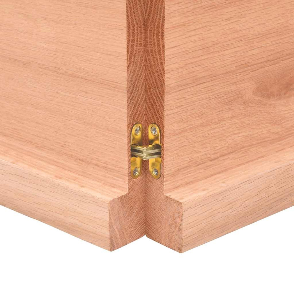 vidaXL 140cm Light Brown Treated Solid Oak Wood Foldable Floating Wall Shelf Image 6
