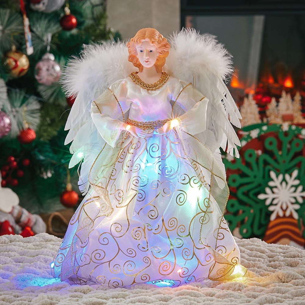 Living and Home Gold Angel Christmas Tree Topper with Lights Image 2
