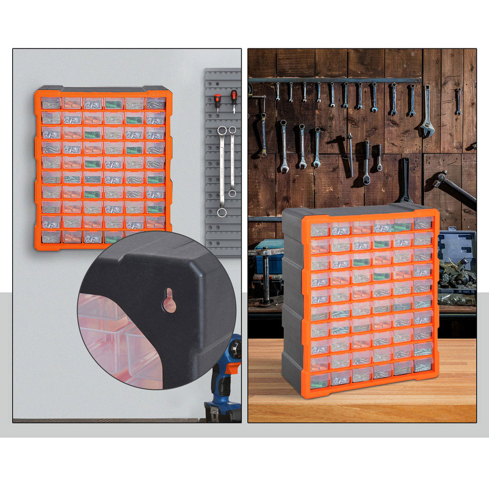 Durhand 60 Drawer Orange Storage Organiser Image 4