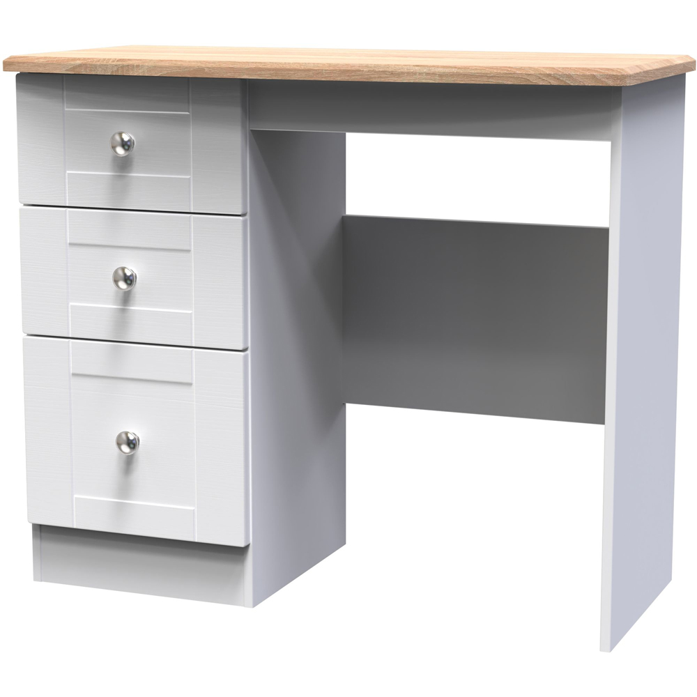 Crowndale Sussex 3 Drawer White Ash and Bardolino Oak Dressing Table Ready Assembled Image 2