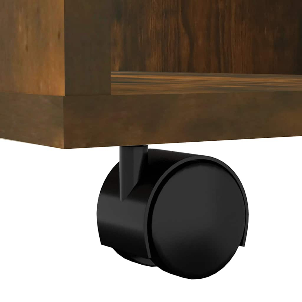 vidaXL 5 Shelf Smoked Oak Rolling Cabinet Image 7
