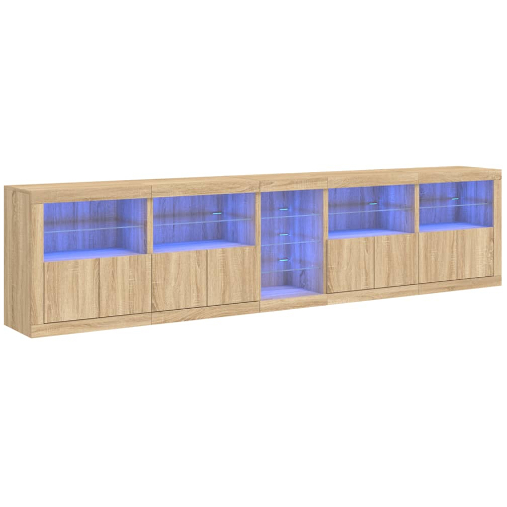 vidaXL 8 Door 12 Shelf Sonoma Oak LED Sideboard 5 Piece Image 2