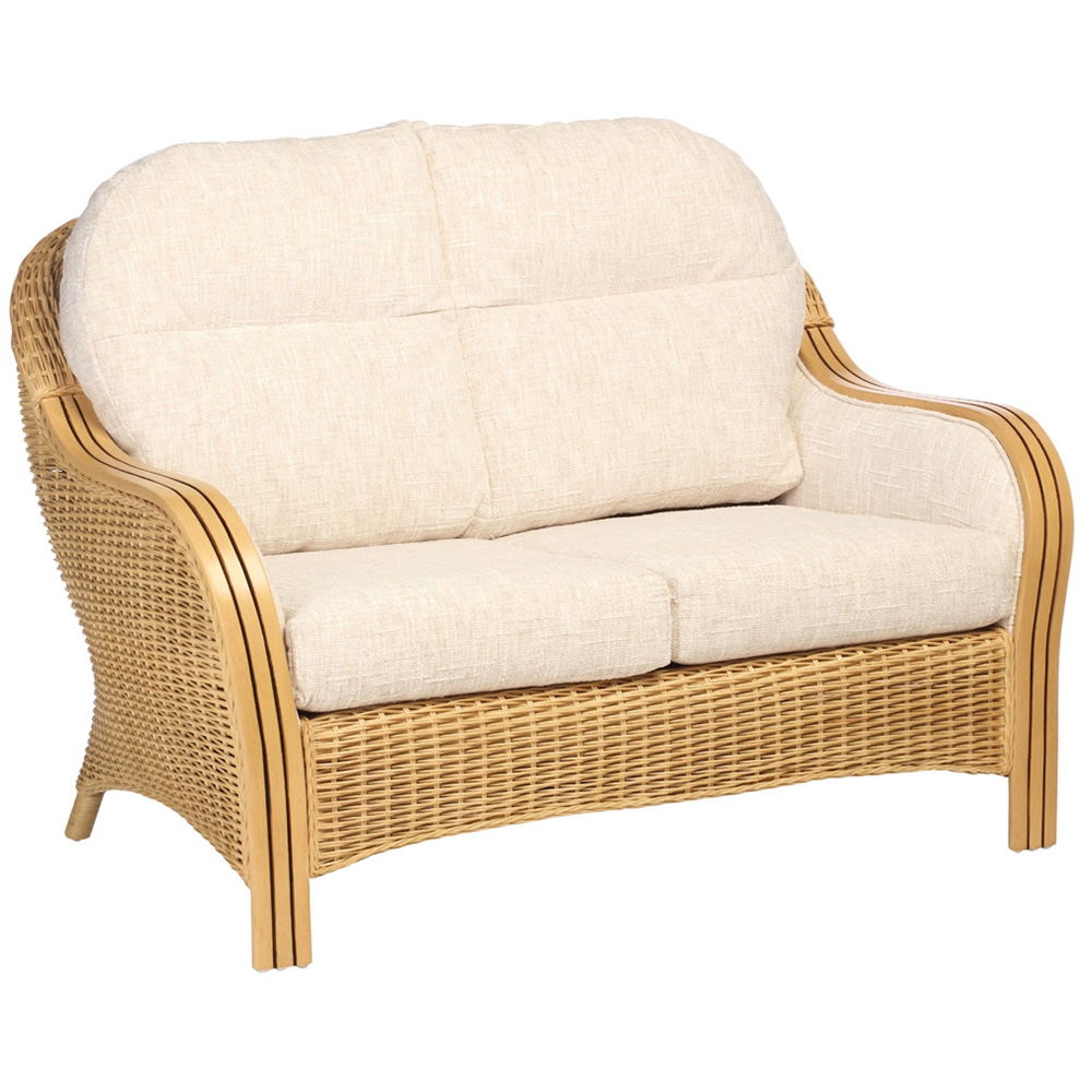 Desser Furniture Centurion 2 Seater Natural Rattan and Cotton Cream Sofa Image 2