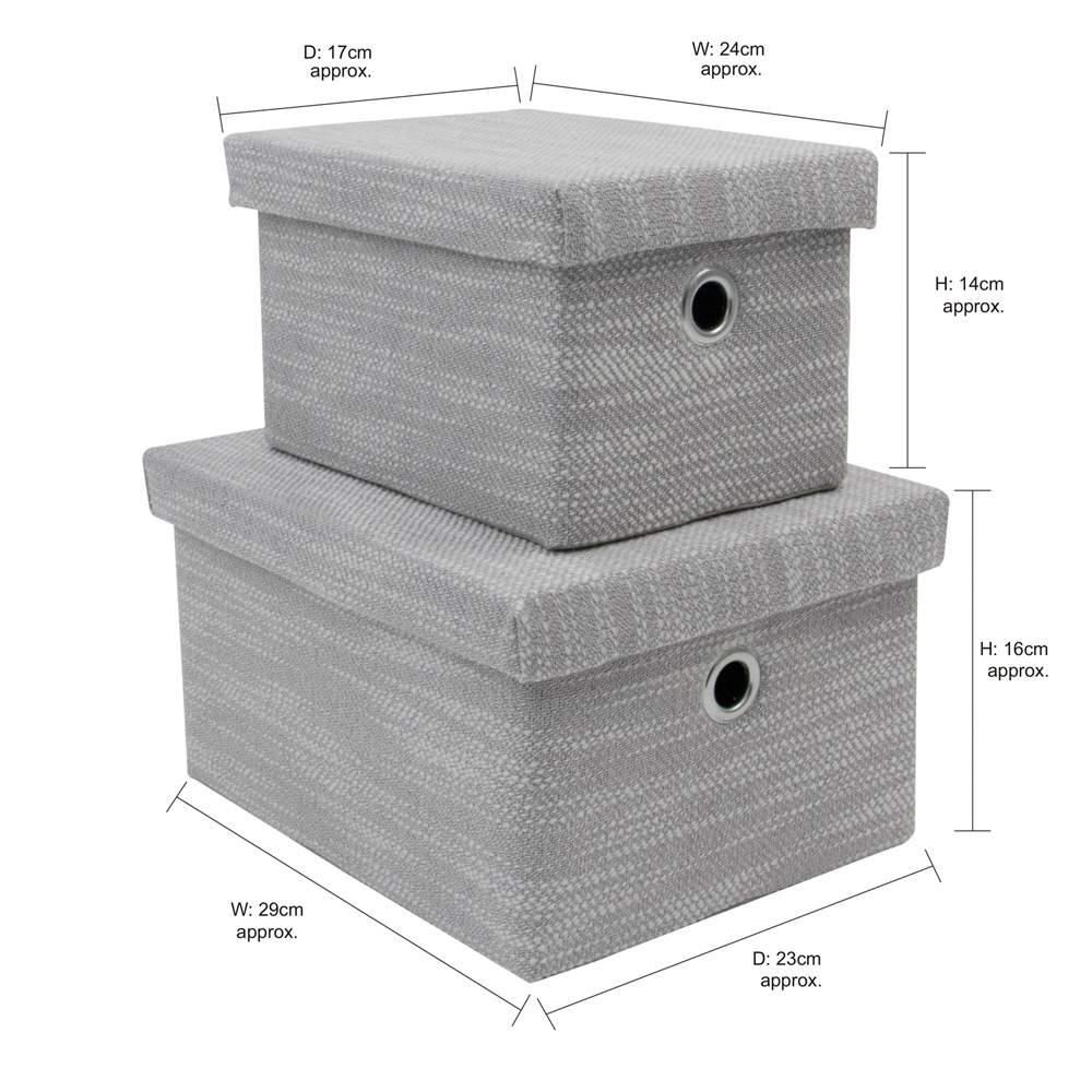 JVL Serena Light Grey Rectangular Storage Basket with Lid 2 Pack Image 8