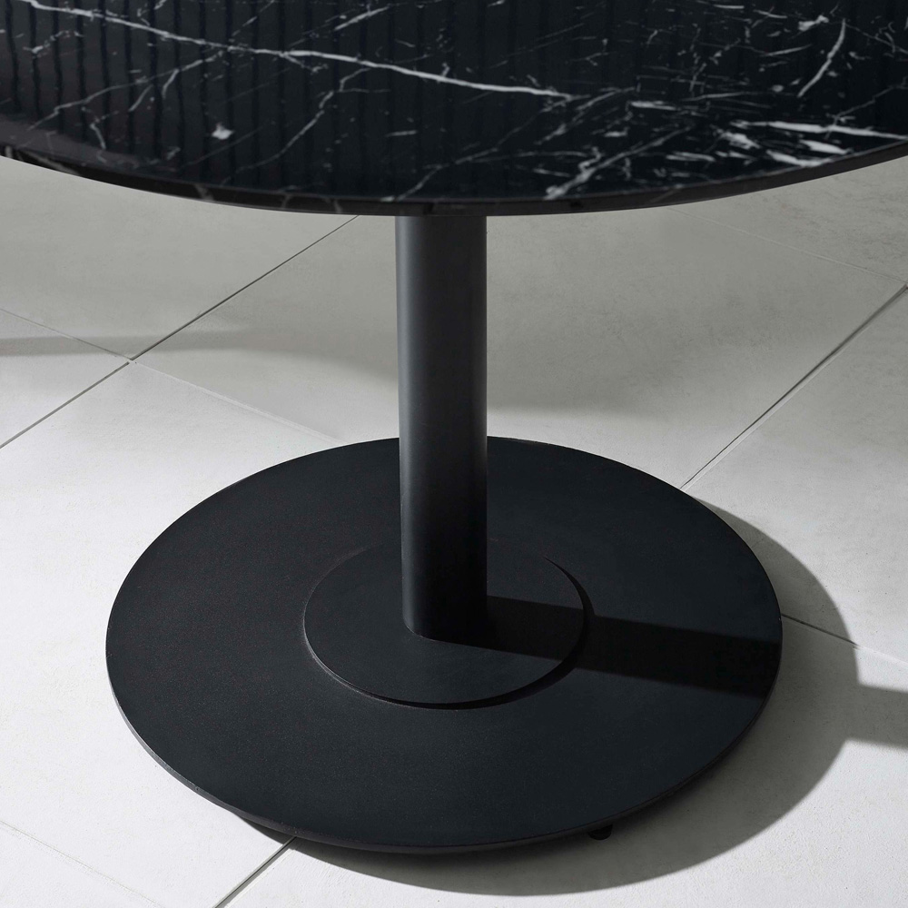 Julian Bowen Luca 4 Seater Black Marble Effect Round Pedestal Dining Table Image 4