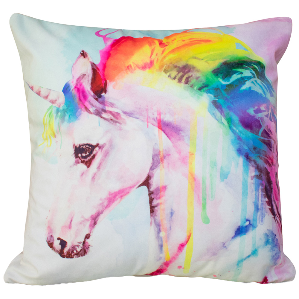 Velosso Rainbow Hair Unicorn Filled Cushion 43 x 43cm 2 Pack Image 1