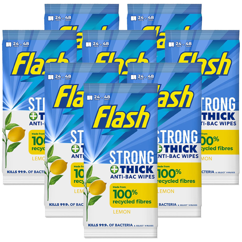 Flash Lemon Multi Purpose Cleaning Large Wipes 24 Pack Case of 8 Image 1