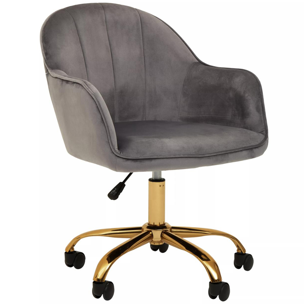 Interiors by Premier Brent Grey and Gold Swivel Home Office Chair Image 2