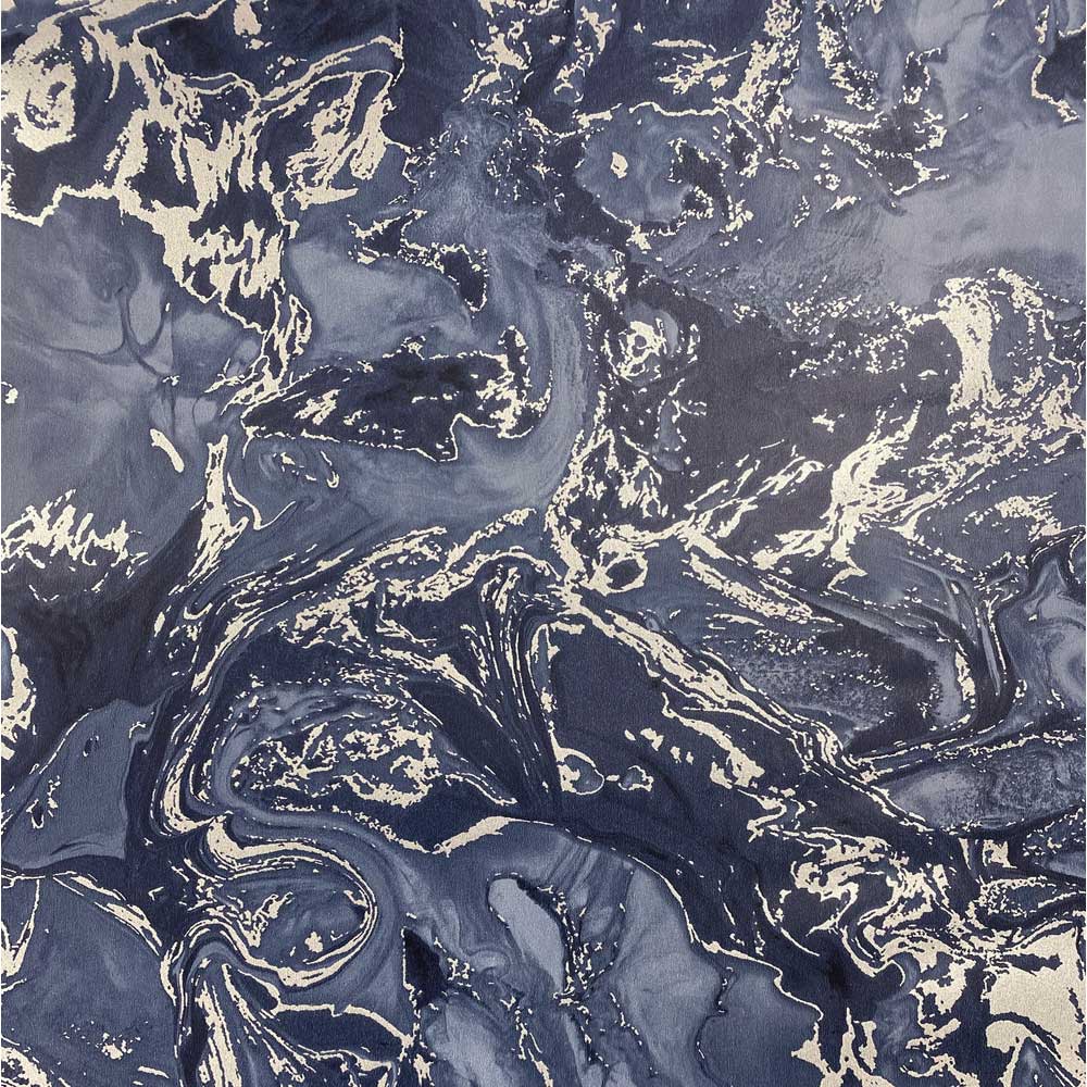 Muriva Elixir Marble Blue and Silver Wallpaper Image 3