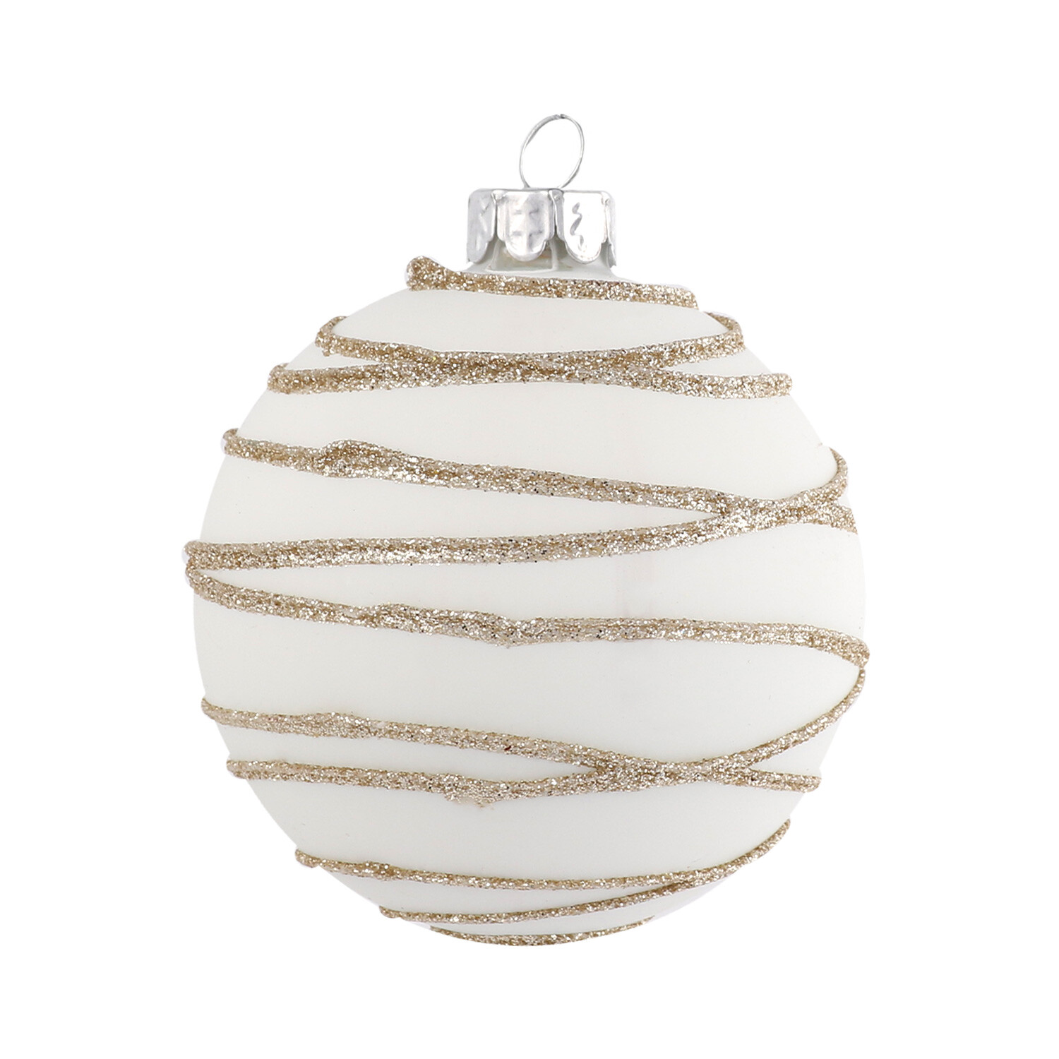 Single Decadent Bronze White Gold Glitter Christmas Bauble in Assorted styles Image 2