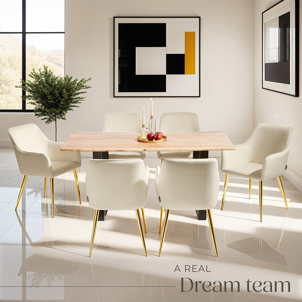 tectake Avane Set of 6 Velvet Dining Chair Image 4