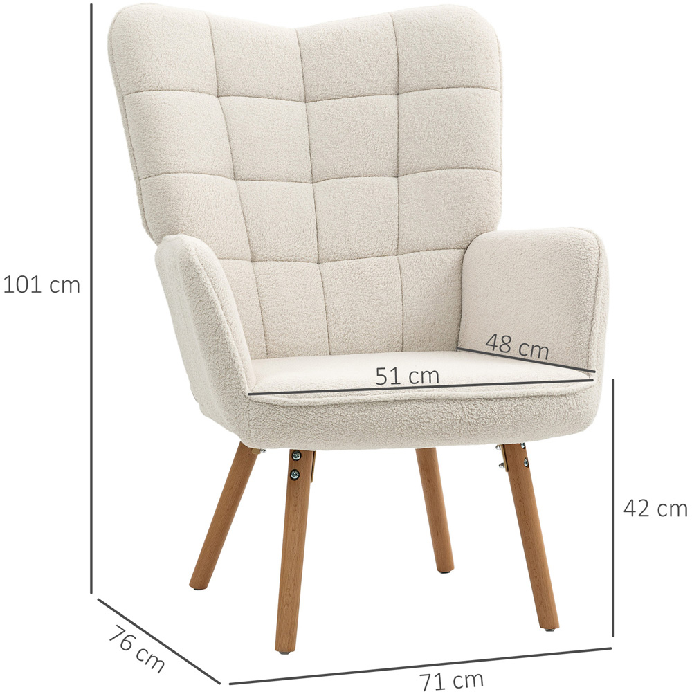 Portland Cream and White Upholstered Tufted Wingback Armchair with Seat Padding Image 9