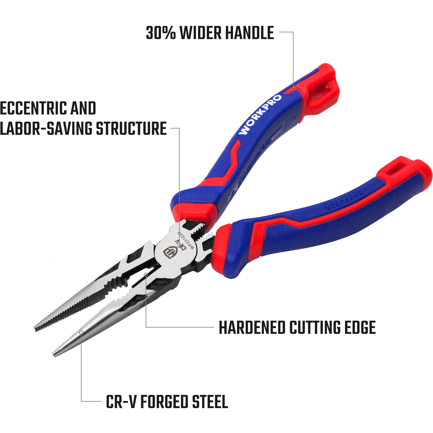 Workpro Long Nose Pliers CR V 160mm Image 2