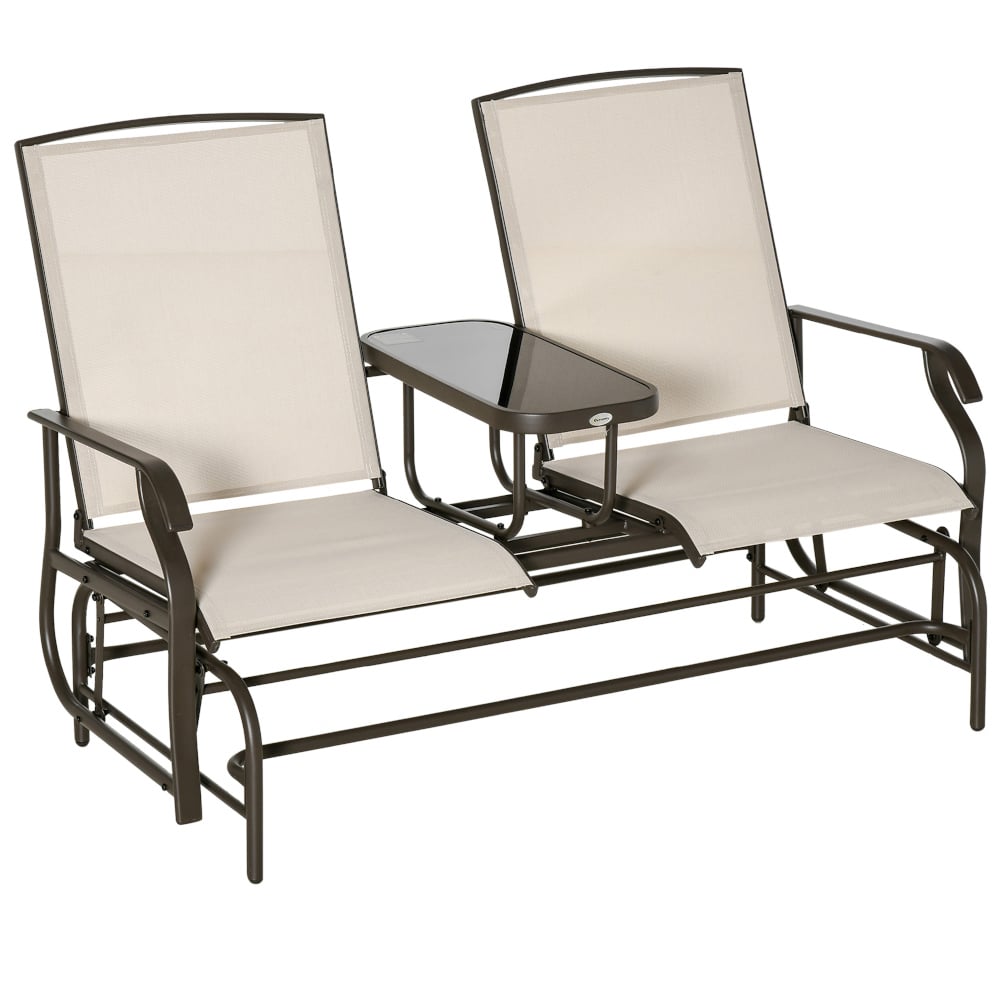 Outsunny Gliding Chair Tea Table Khaki Image 2