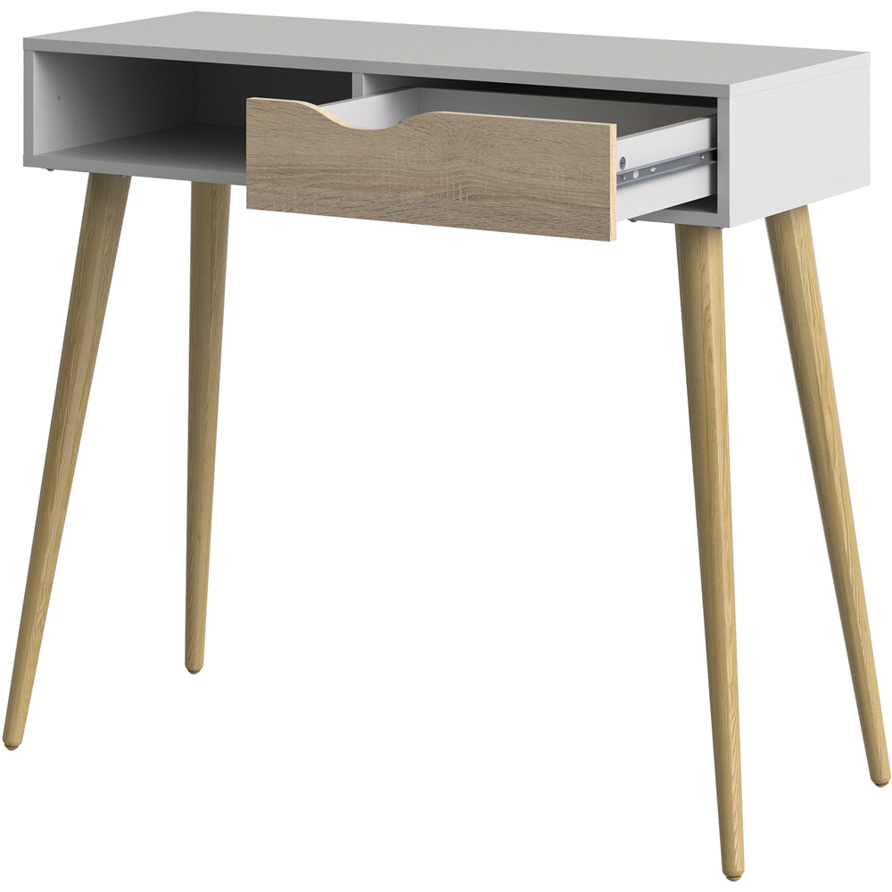 Florence Single Drawer Single Shelf White and Oak Console Table Image 5