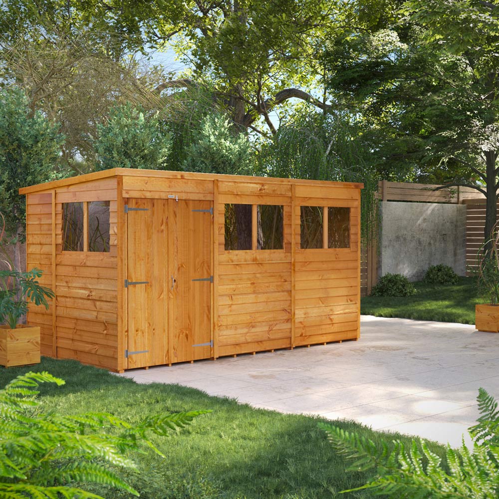 Power 12 x 6ft Overlap Pent Double Door Shed Image 2