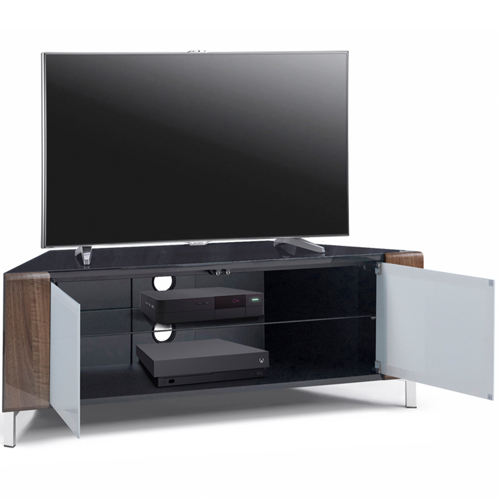 MDA Designs Corvus 2 Door Black Walnut and White TV Cabinet Image 6