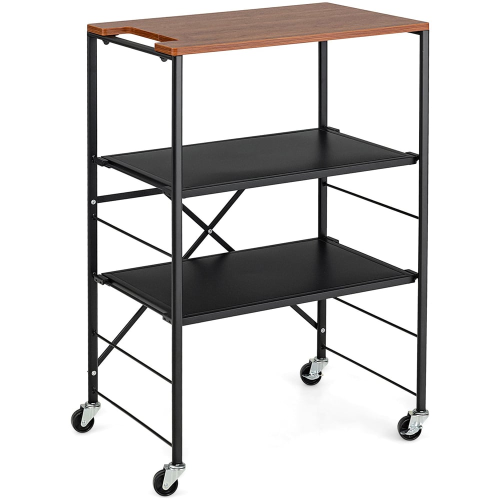 Costway 2 Shelf Black Storage Trolley Image 1