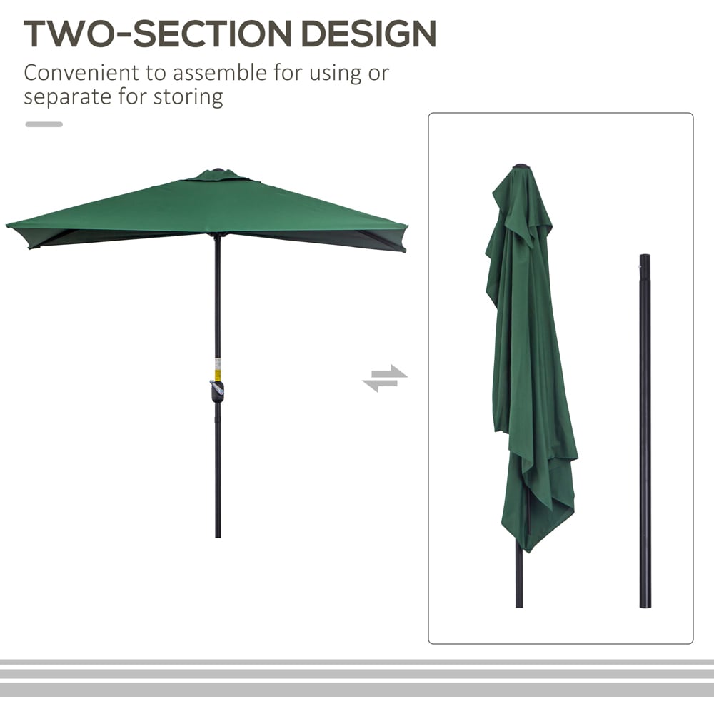 Outsunny Green Crank Handle Half Parasol 2.3m Image 5