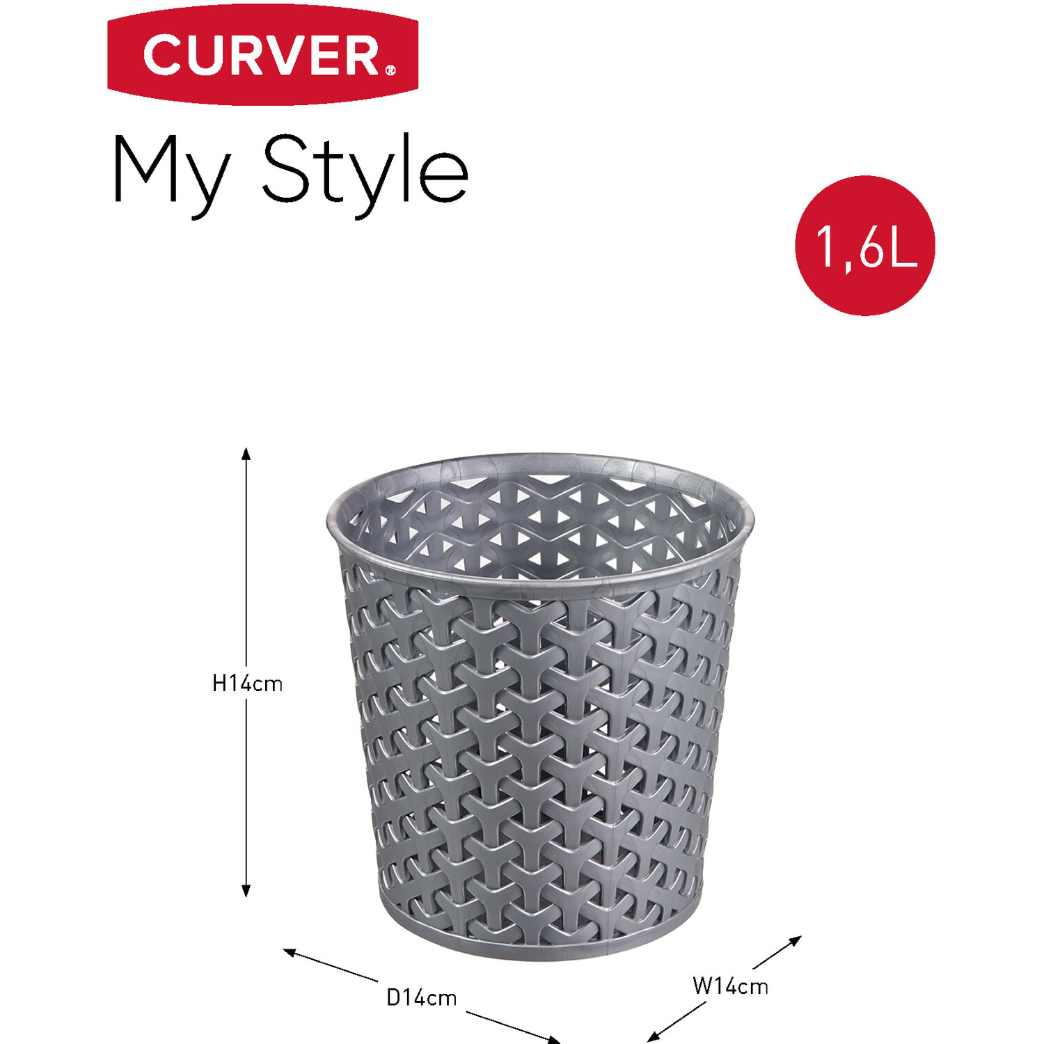 Curver My Style Large Round Storage Pot 1.6L - Grey Image 7