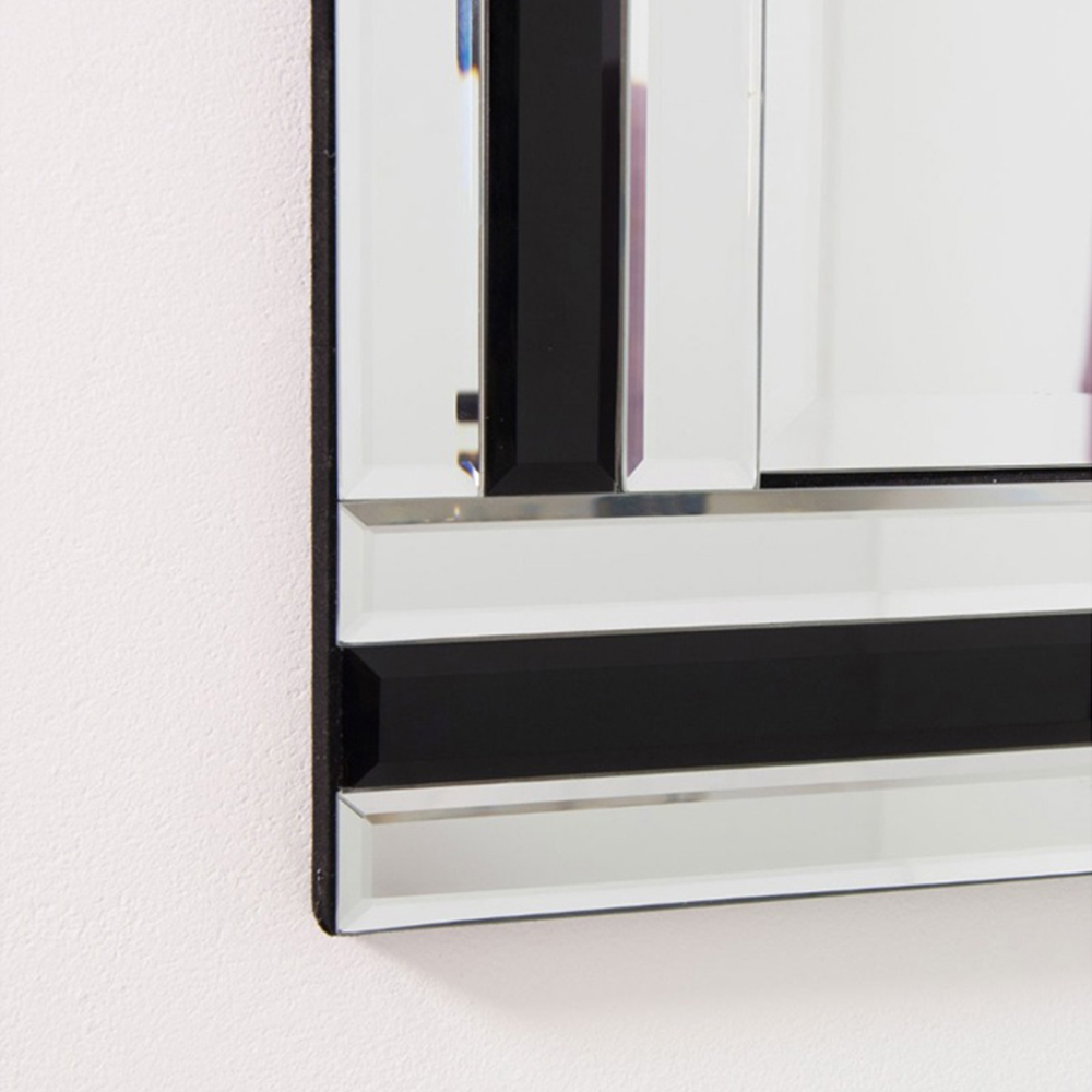 Dalton Bevelled Triple Edge Black and Silver Wall Mirror 68 x 58cm Image 3
