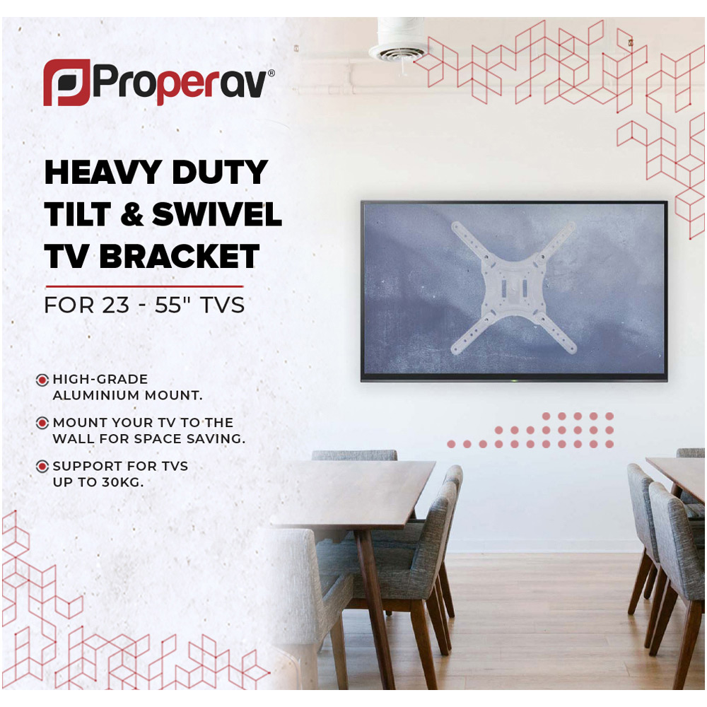 ProperAV White 23 to 55 Inch Heavy Duty Swing Arm Tilt and Swivel TV Bracket Image 3