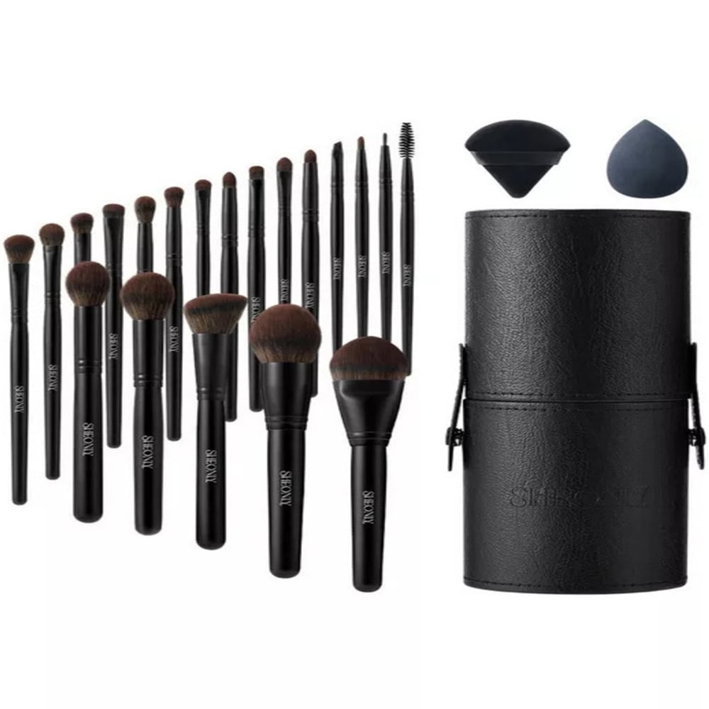 Living and Home Pro Midnight Black Makeup Brush Set 20 Piece Image 1
