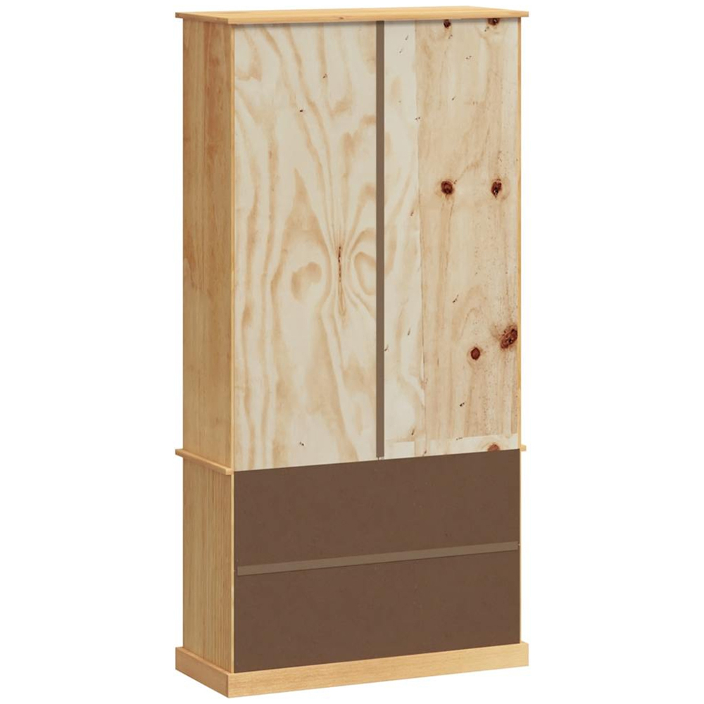 vidaXL Vigo 2 Door 4 Shelf Natural Solid Pine Wood Bookcase Image 7