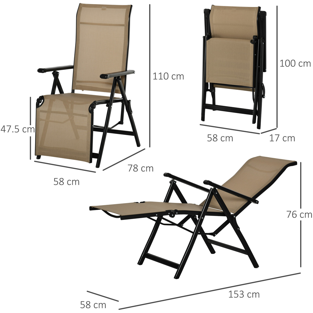 Outsunny Set of 2 Beige Foldable Recliner Sun Lounger Image 7