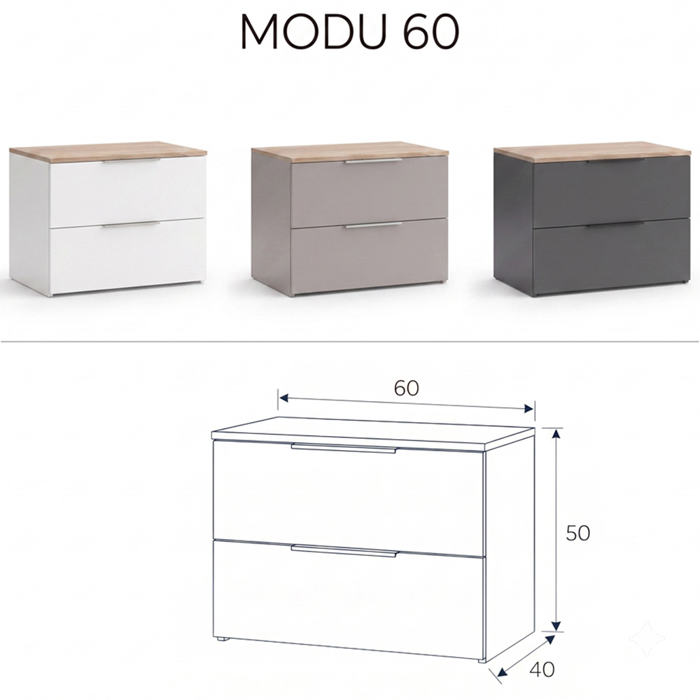 Shefa Line MODU 60 2 Drawer Graphite and Wotan Oak Chest of Drawers Image 5