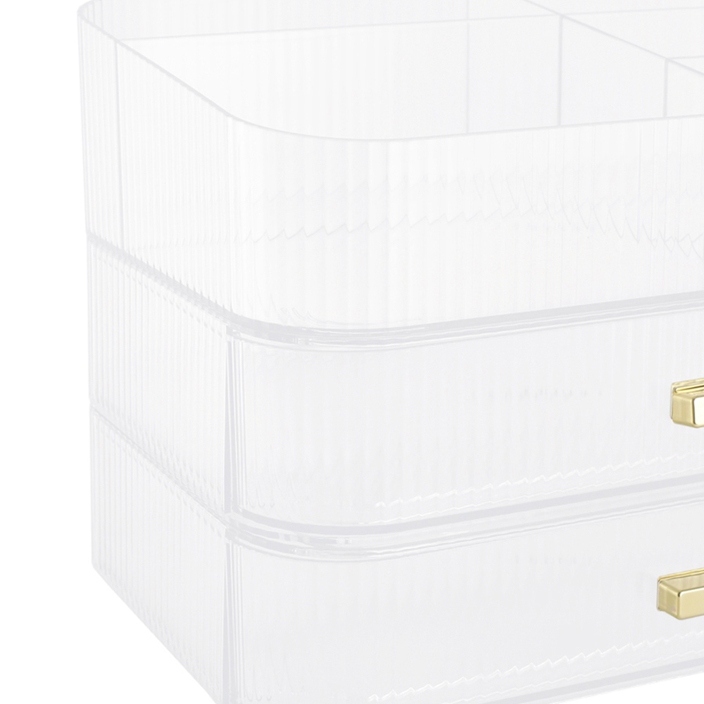 Living and Home 2 Drawer Clear Plastic Desktop Makeup and Cosmetic Organiser Image 5