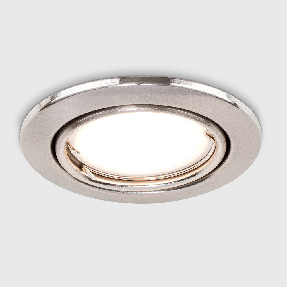 ValueLights Brushed Chrome Tiltable Warm White LED Ceiling Downlight 10 Pack Image 4