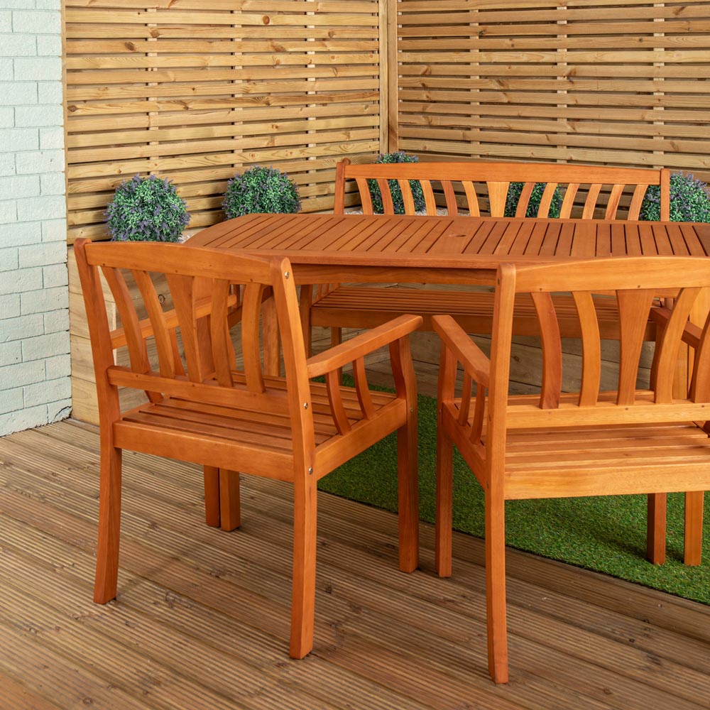 Samuel Alexander 4 Seater Wooden Garden Dining Bench Set Image 7