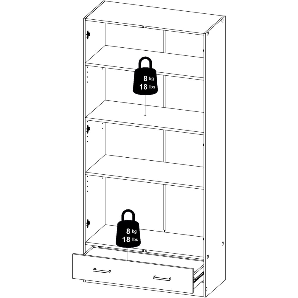 Florence Space Single Drawer 2 Door Oak Wardrobe Image 9