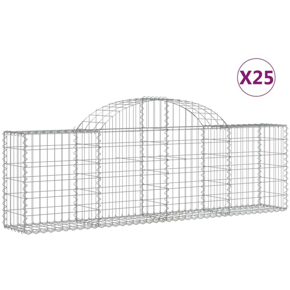 vidaXL Silver Galvanised Iron Gabion Basket 200 x 30 x 60/80cm 25 Pack Image 4