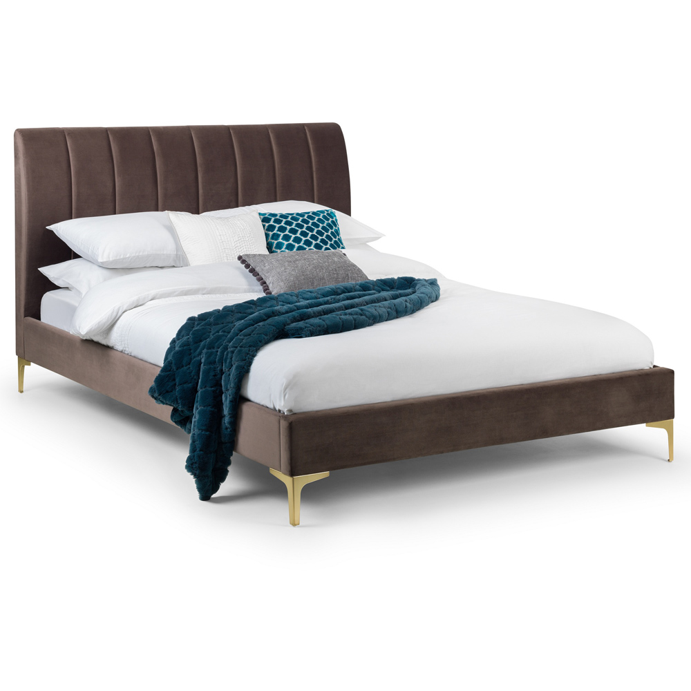 Julian Bowen Deco King Size Truffle Velvet Bed Frame Image 2