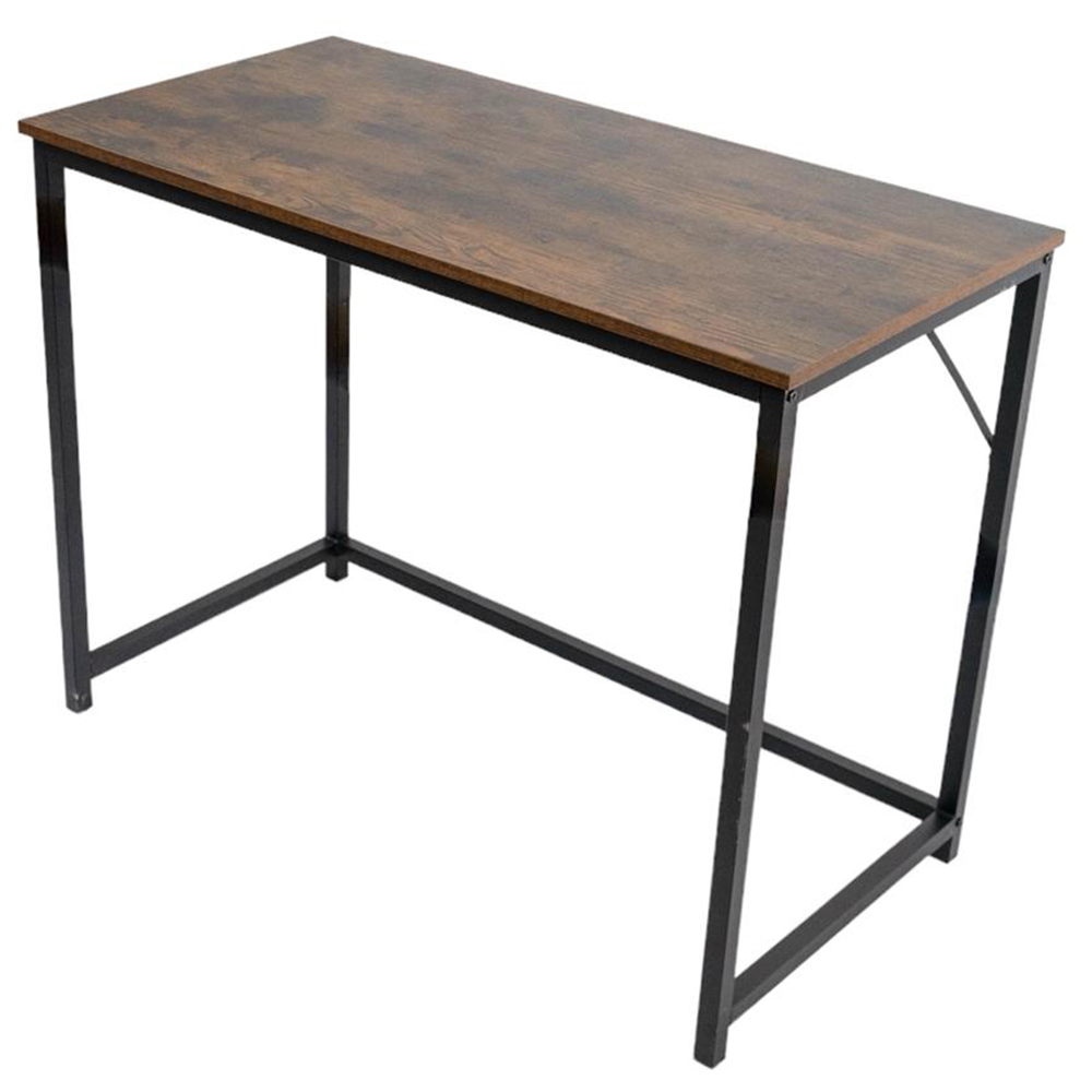 House of Home Computer Desk Rustic Brown and Black Image 2