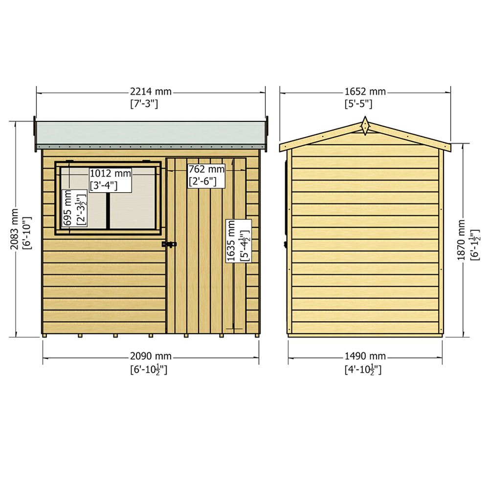 Shire Lewis 7 x 5ft Style C Reverse Apex Shed Image 5