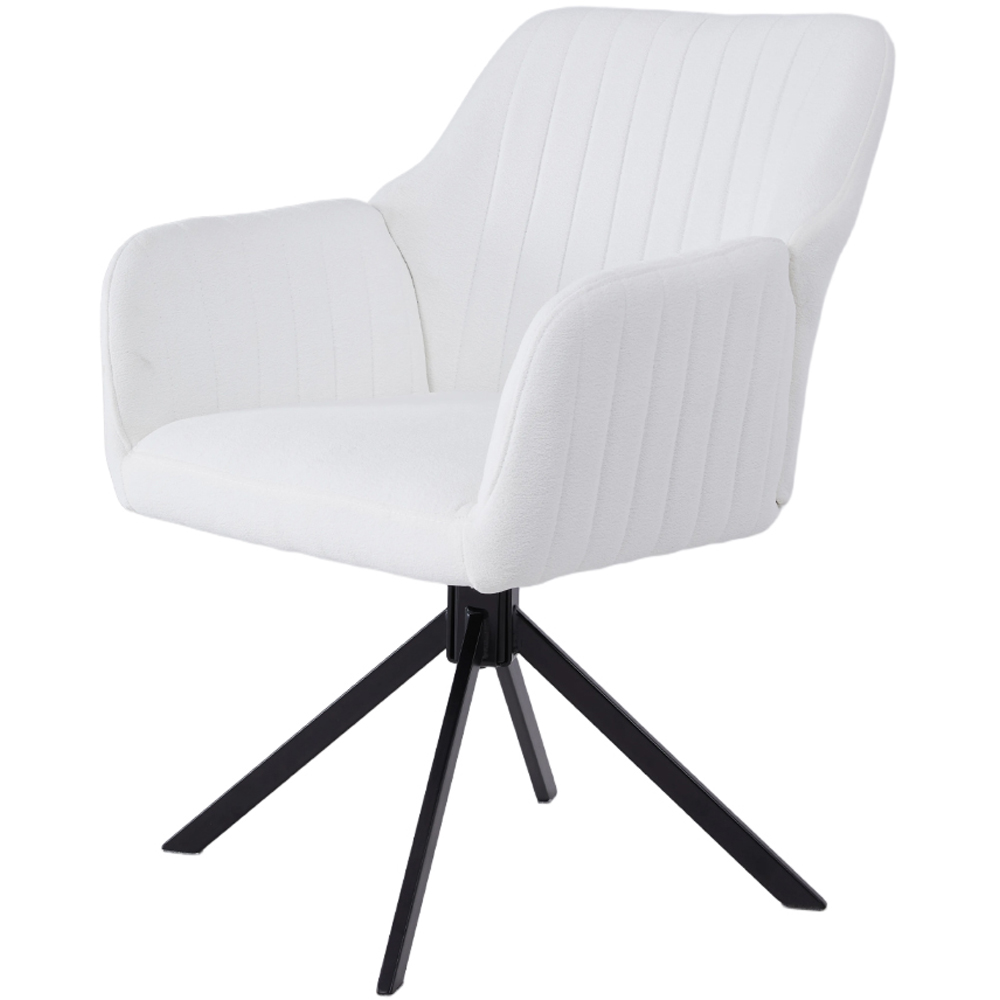 Living and Home White Teddy Fleece Upholstered Swivel Chair Image 2