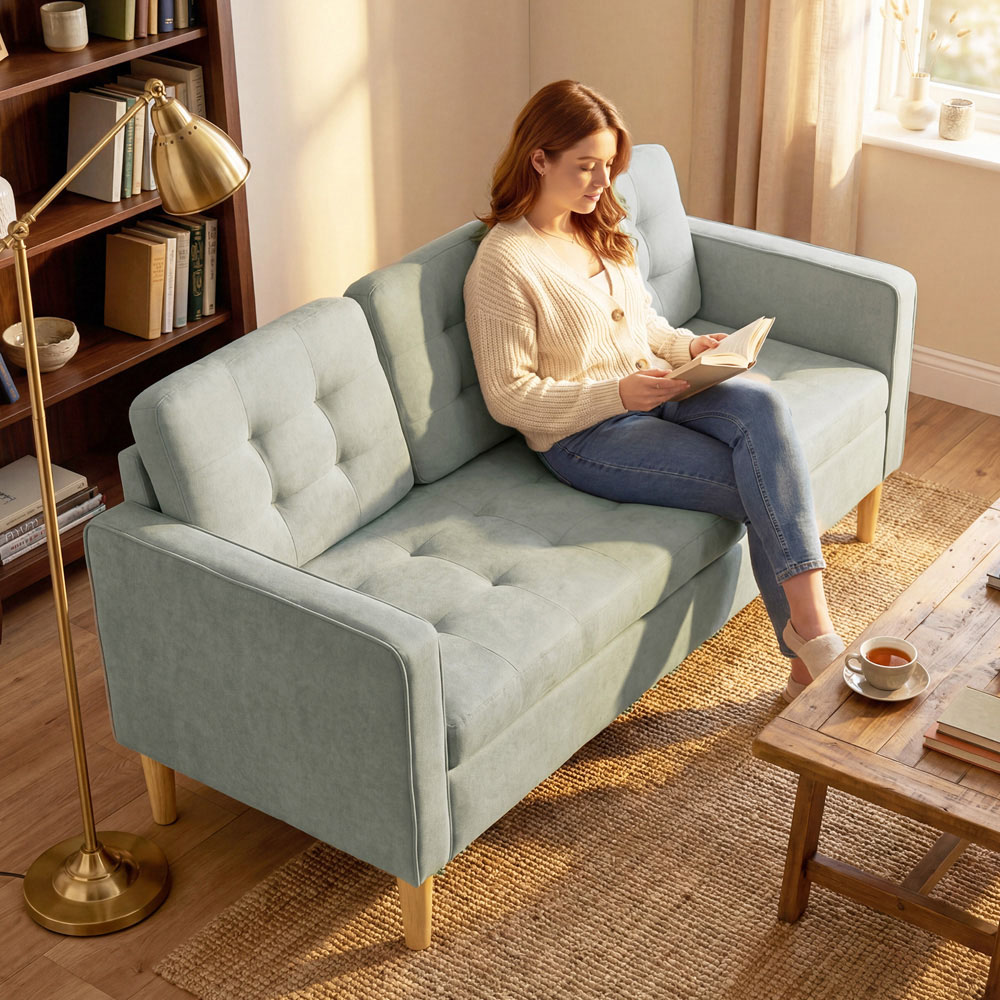 Portland 3 Seater Light Grey Snow Flannel Sofa with Storage Image 6